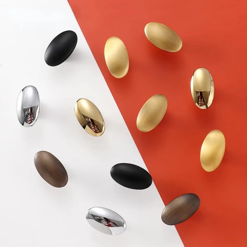 Solid Brass Oval Cabinet Knobs Vintage Drawer Handles For Elegant Furniture Upgrade 3