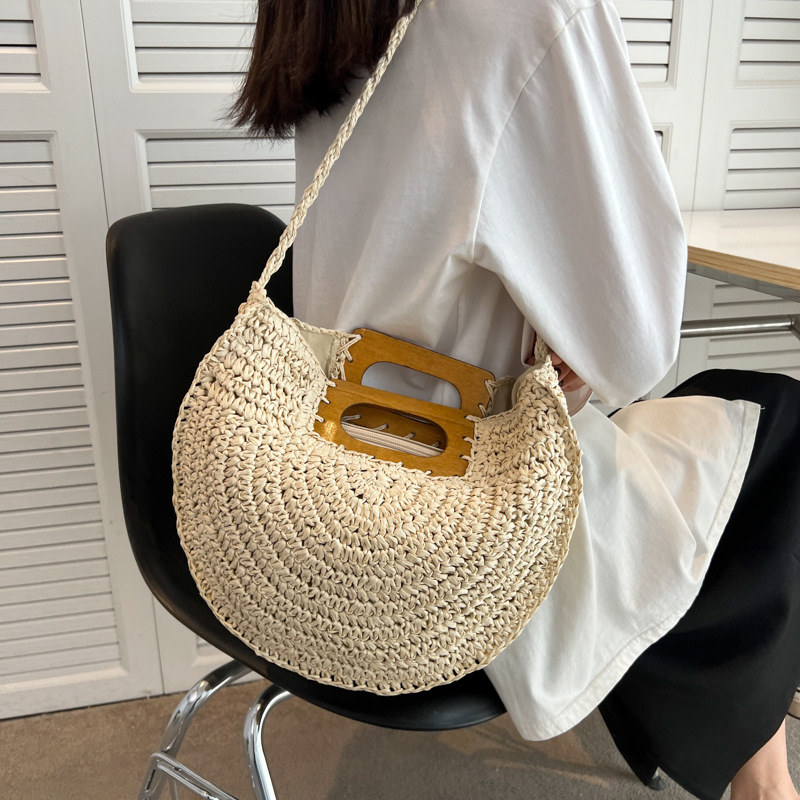 Summer Woven Straw Beach Tote Bag Large Capacity Shoulder Shopper For Women 6