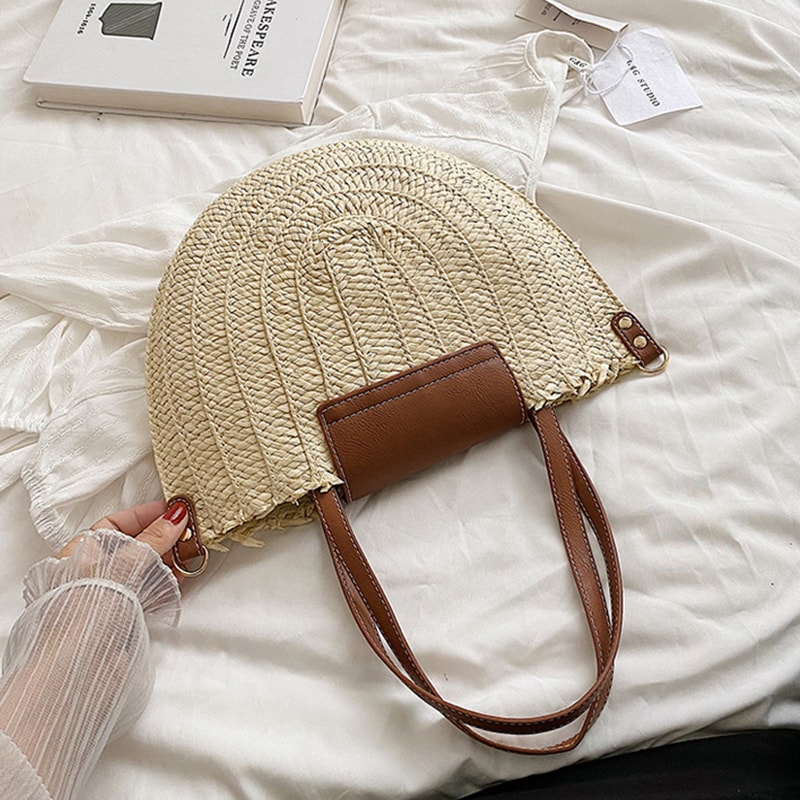Summer Woven Straw Beach Tote Bag Large Capacity Shoulder Shopper For Women 4