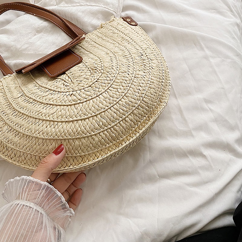 Summer Woven Straw Beach Tote Bag Large Capacity Shoulder Shopper For Women 5