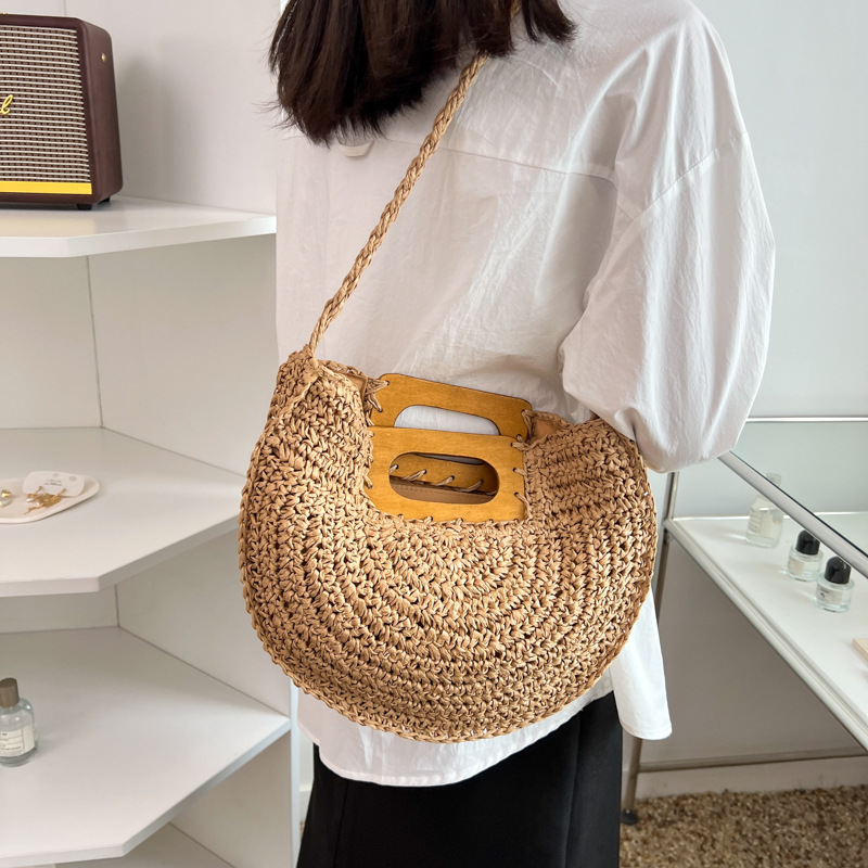 Summer Woven Straw Beach Tote Bag Large Capacity Shoulder Shopper For Women 9