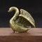 Vintage Brass Swan Figurine Mini Animal Statue For Desk Tea Pet Decor 1
