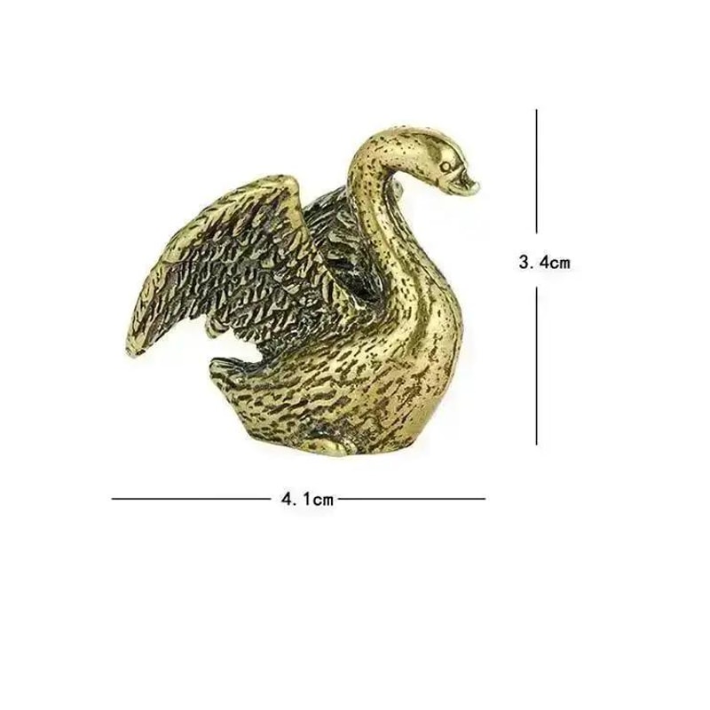 Vintage Brass Swan Figurine Mini Animal Statue For Desk Tea Pet Decor 6
