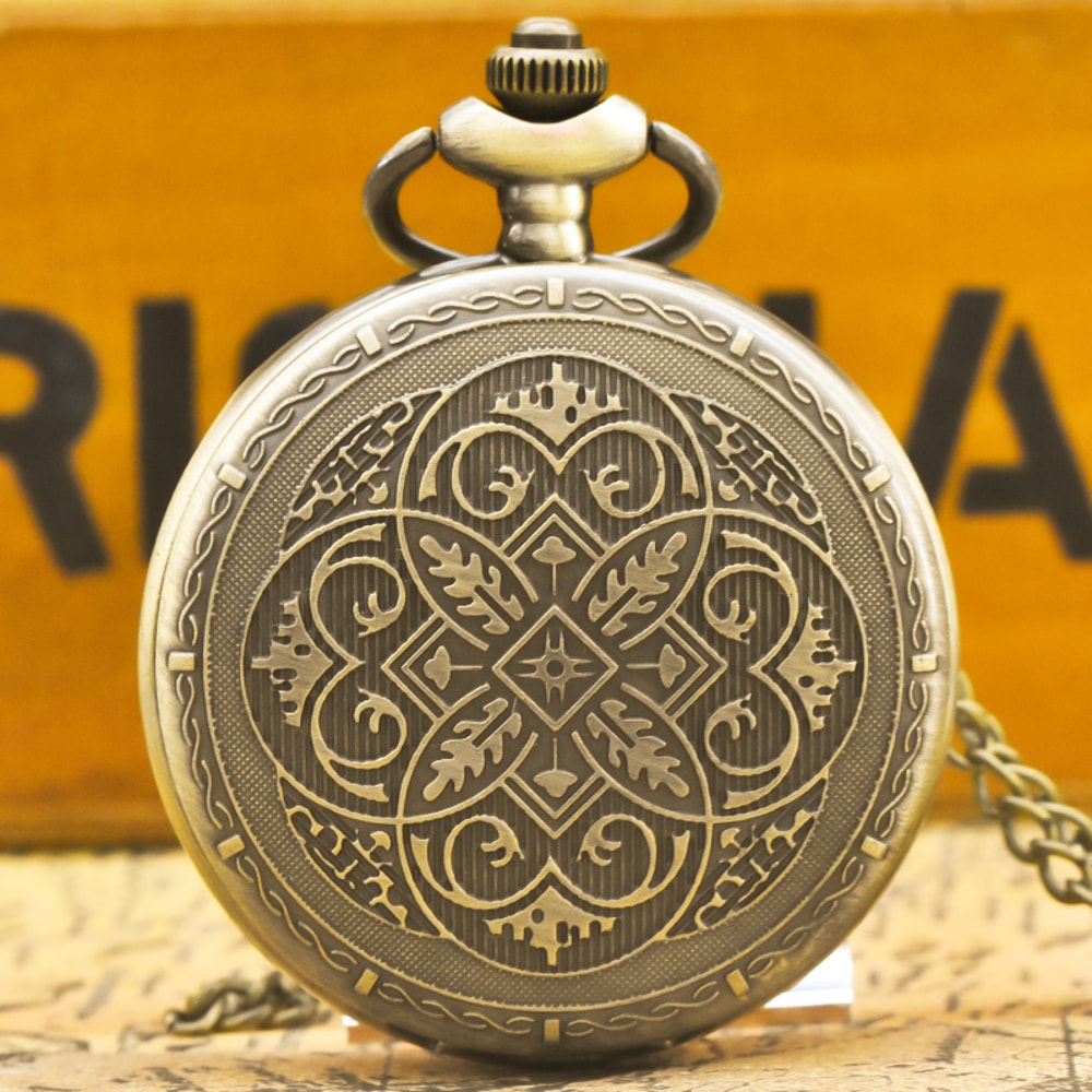 Vintage Steampunk Pocket Watch Necklace Flip Top Quartz Gift for Men and Women