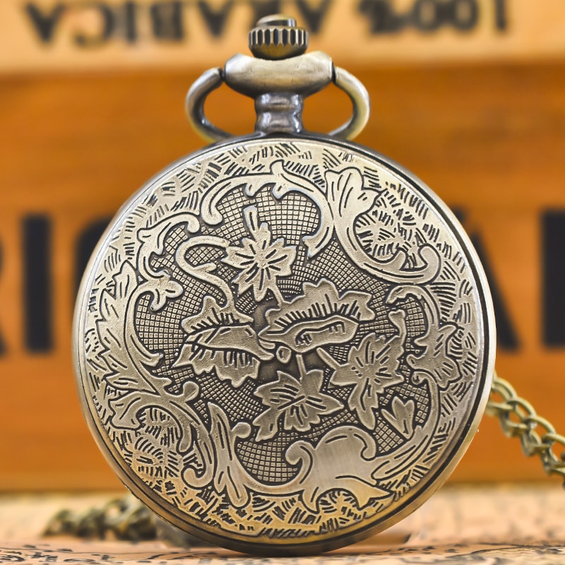 Vintage Steampunk Pocket Watch Necklace Flip Top Quartz Gift for Men and Women