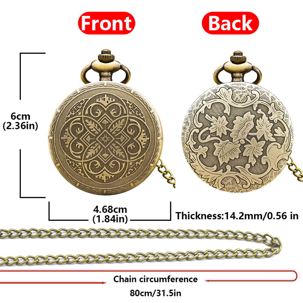Vintage Steampunk Pocket Watch Necklace Flip Top Quartz Gift for Men and Women