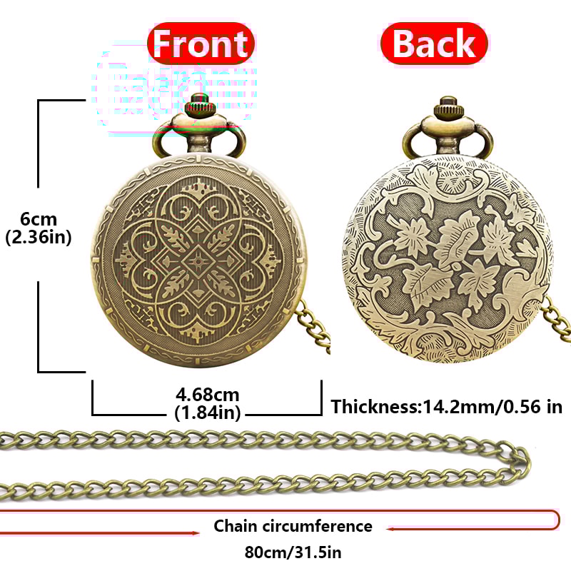 Vintage Steampunk Pocket Watch Necklace Flip Top Quartz Gift for Men and Women