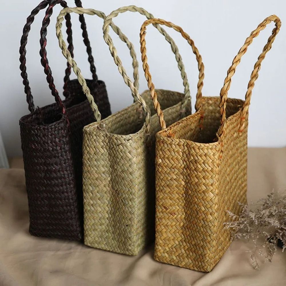 Summer Woven Straw Tote Bag Large Capacity Shoulder Handbag for Beach Travel Shopping