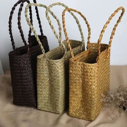 summer woven straw tote bag large capacity shoulder handbag for beach travel shopping