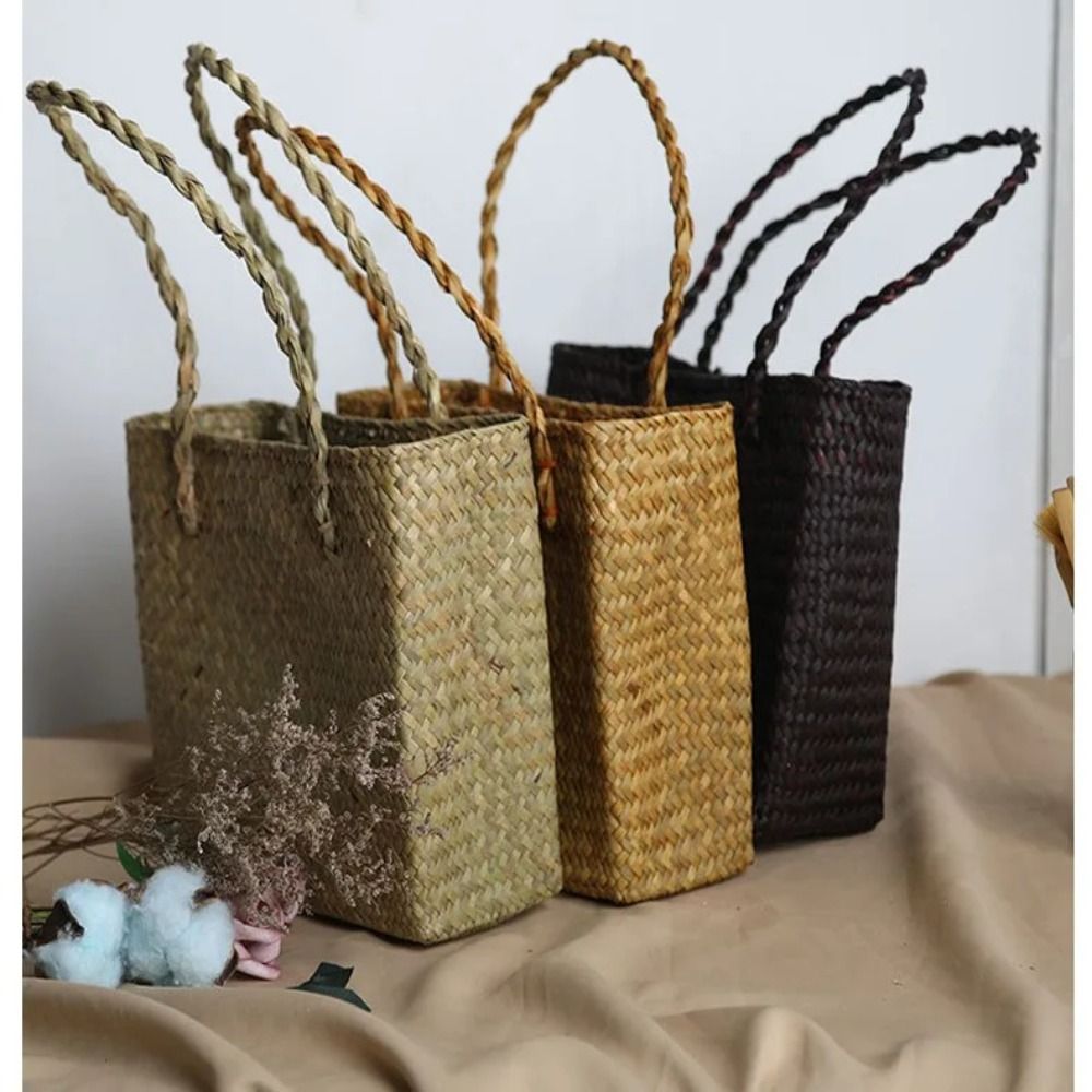 Summer Woven Straw Tote Bag Large Capacity Shoulder Handbag for Beach Travel Shopping