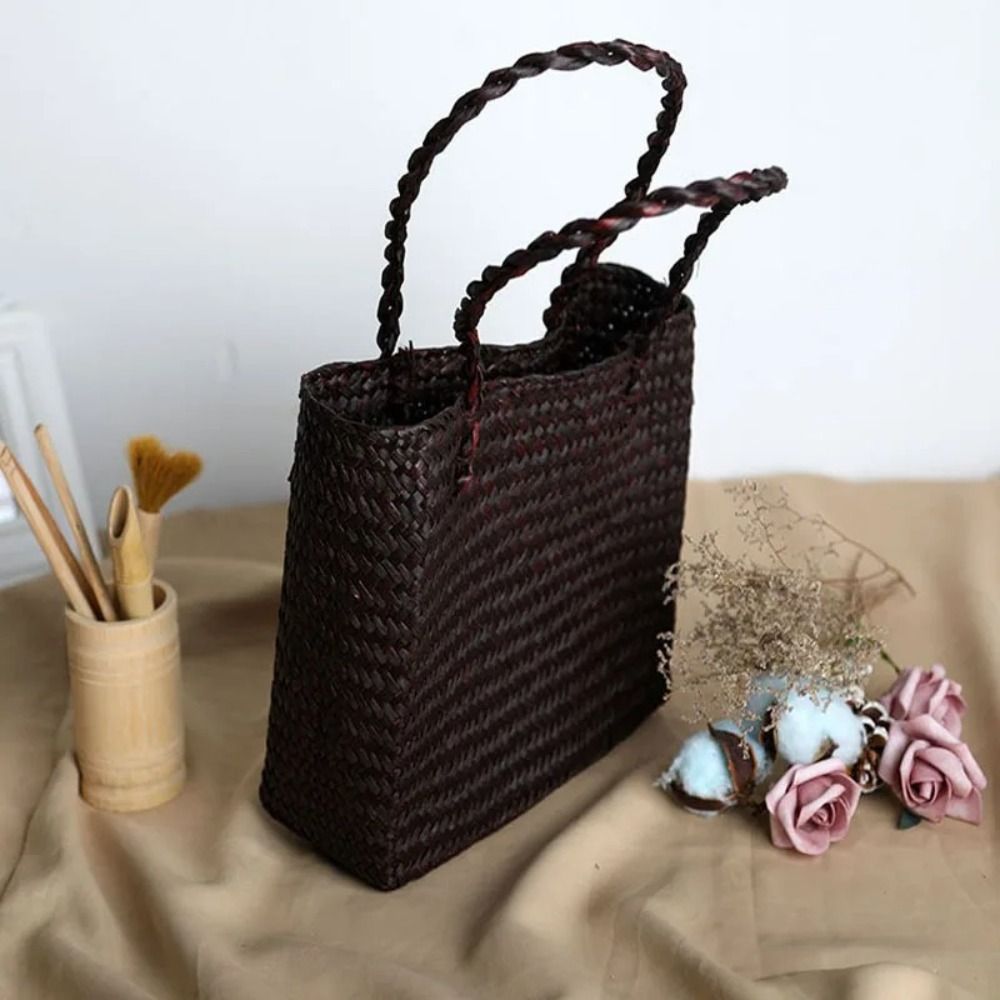 Summer Woven Straw Tote Bag Large Capacity Shoulder Handbag for Beach Travel Shopping