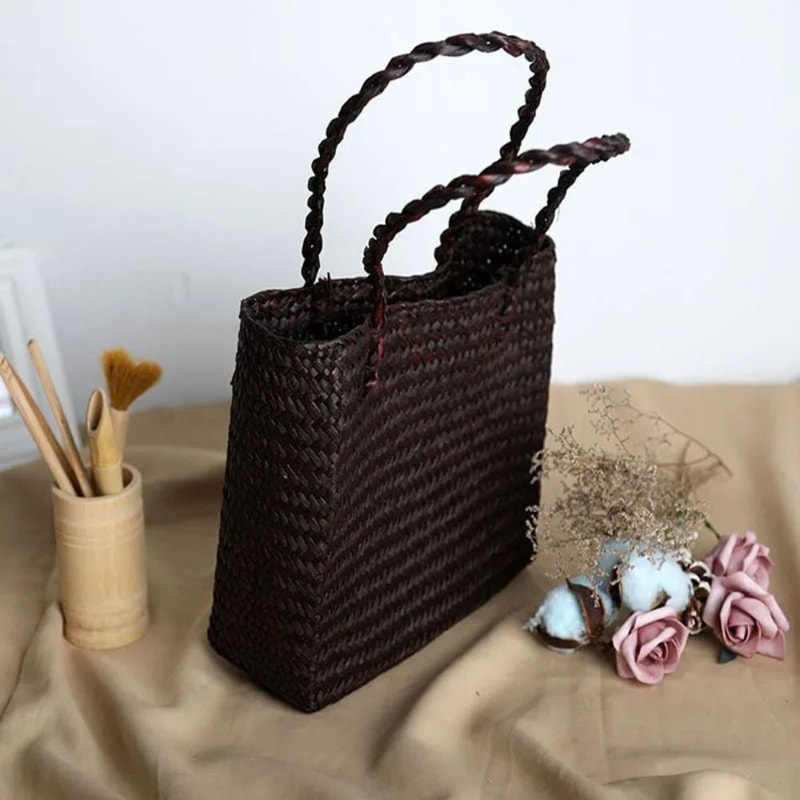 Summer Woven Straw Tote Bag Large Capacity Shoulder Handbag for Beach Travel Shopping