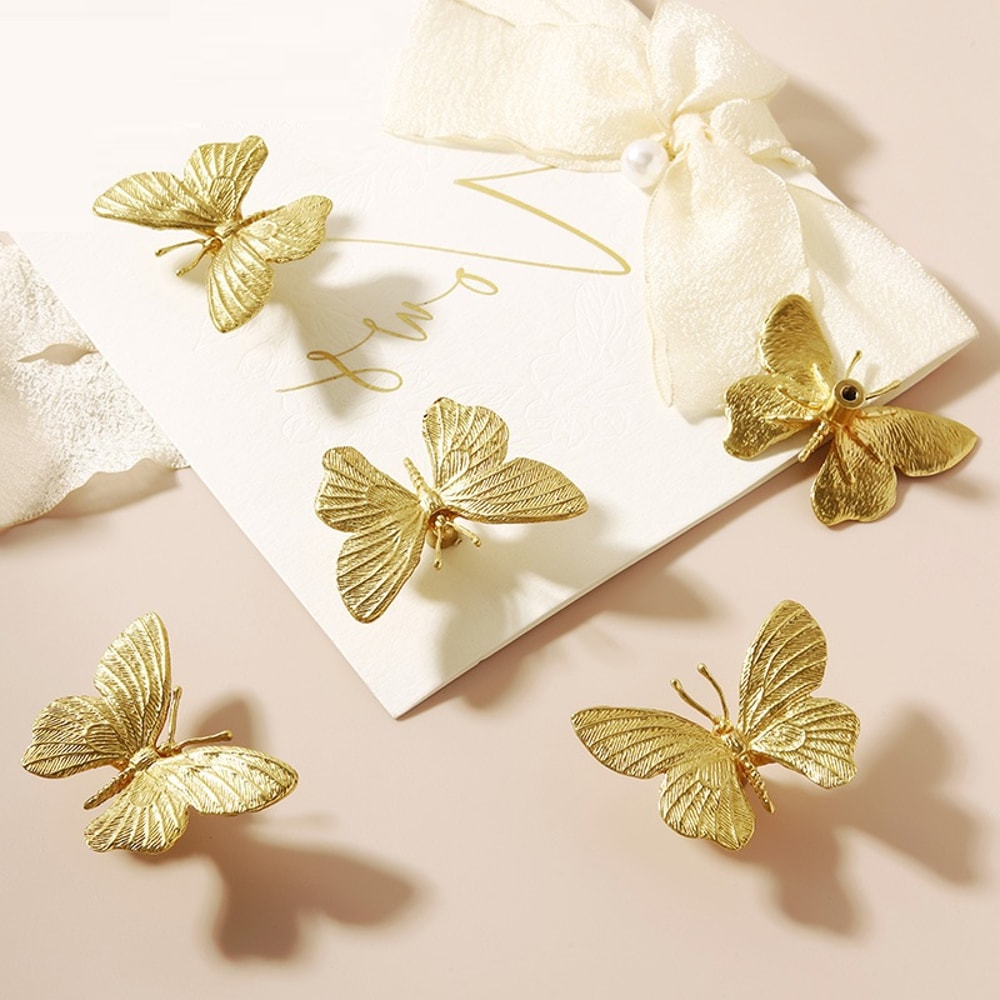 Modern Brass Butterfly Cabinet Handles For Wardrobe Kids Room Furniture 0
