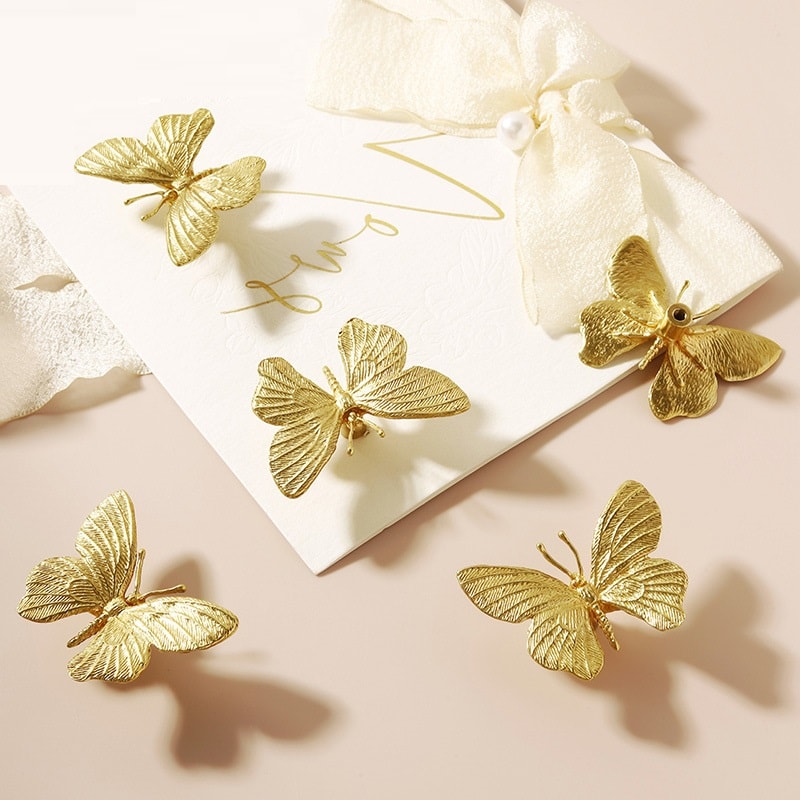 Modern Brass Butterfly Cabinet Handles For Wardrobe Kids Room Furniture 0