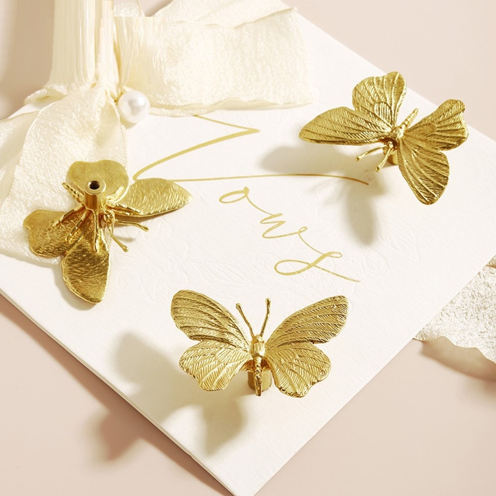 Modern Brass Butterfly Cabinet Handles For Wardrobe Kids Room Furniture 1