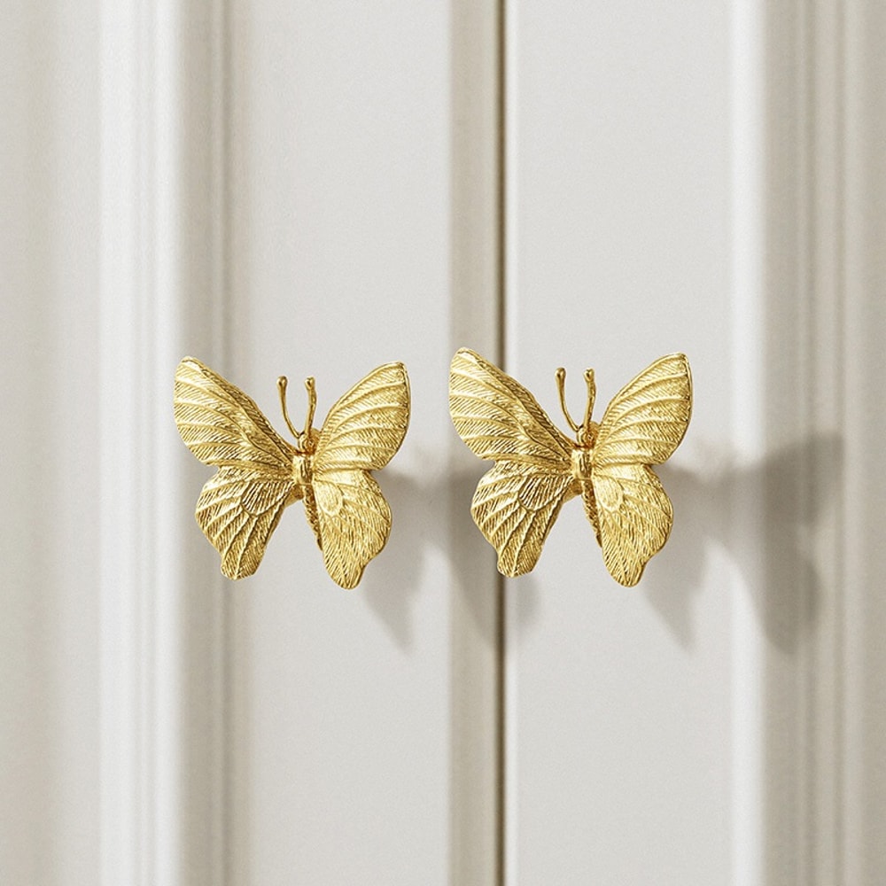 Modern Brass Butterfly Cabinet Handles For Wardrobe Kids Room Furniture 2