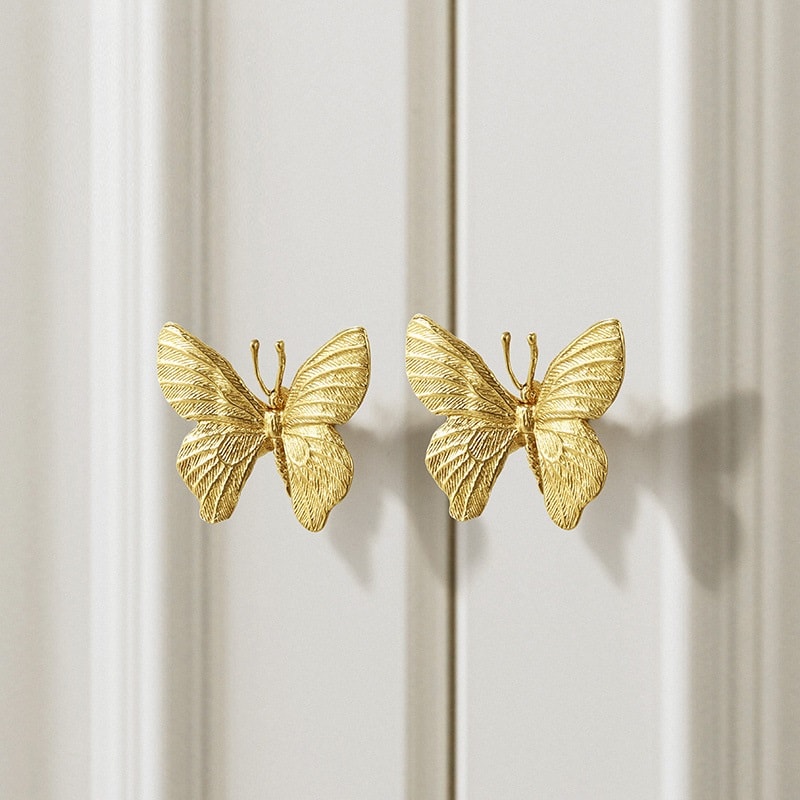 Modern Brass Butterfly Cabinet Handles For Wardrobe Kids Room Furniture 2