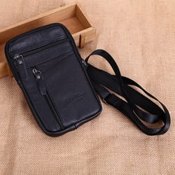 leather waist bag for men crossbody phone holder compact outdoor travel belt bag