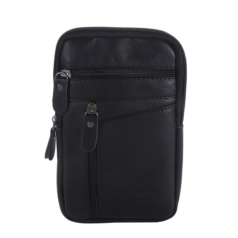 Leather Waist Bag for Men Crossbody Phone Holder Compact Outdoor Travel Belt Bag