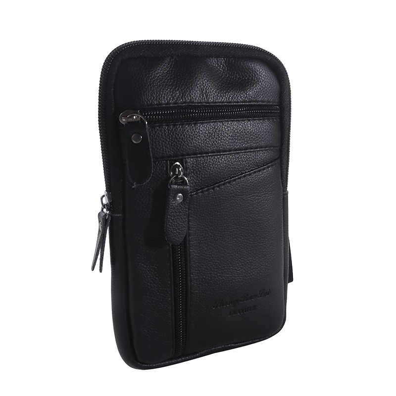 Leather Waist Bag for Men Crossbody Phone Holder Compact Outdoor Travel Belt Bag