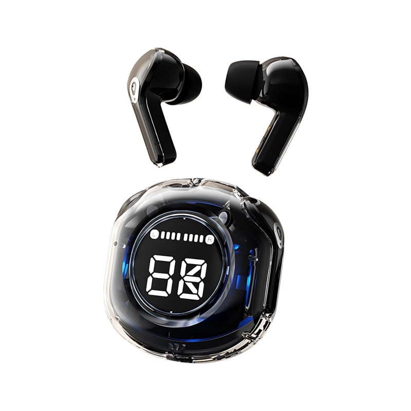 Transparent LED Display Wireless Earbuds With ENC Noise Cancellation Bluetooth 6