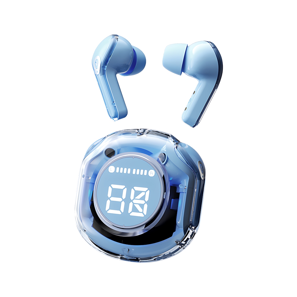 Transparent LED Display Wireless Earbuds With ENC Noise Cancellation Bluetooth 8