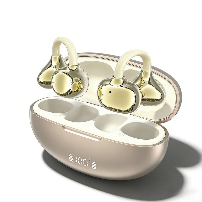Invisible ClipOn Bluetooth Headphones With Noise Cancelling Long Battery Life 0