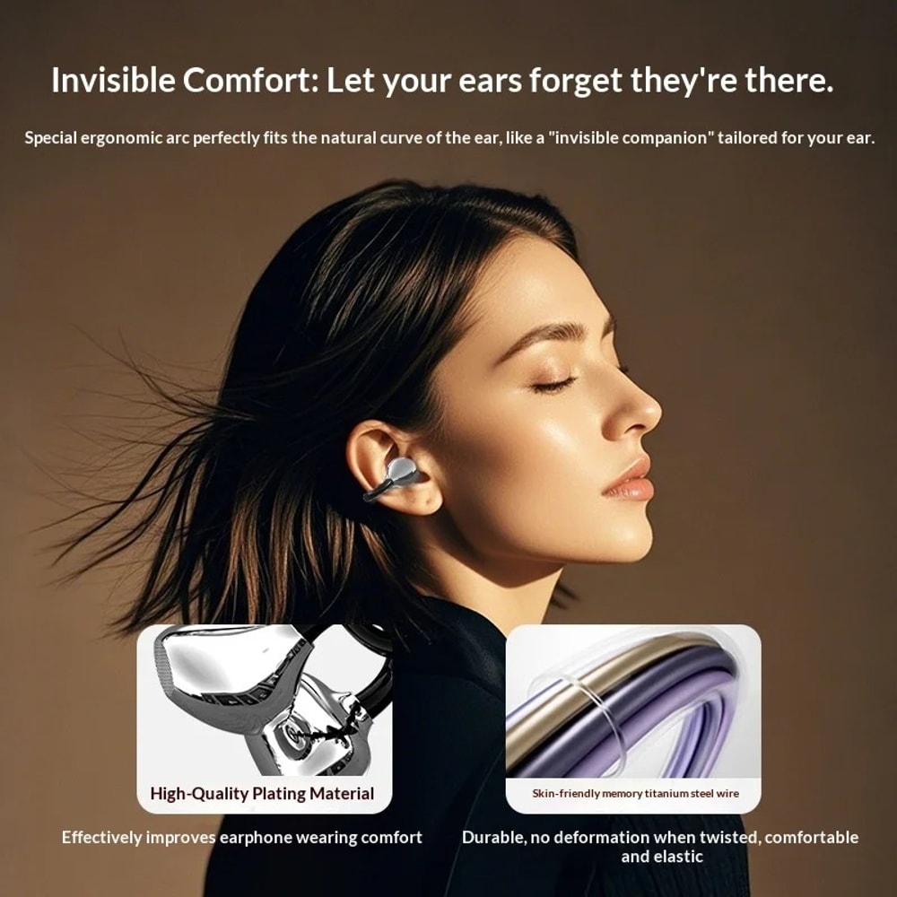 Invisible ClipOn Bluetooth Headphones With Noise Cancelling Long Battery Life 5