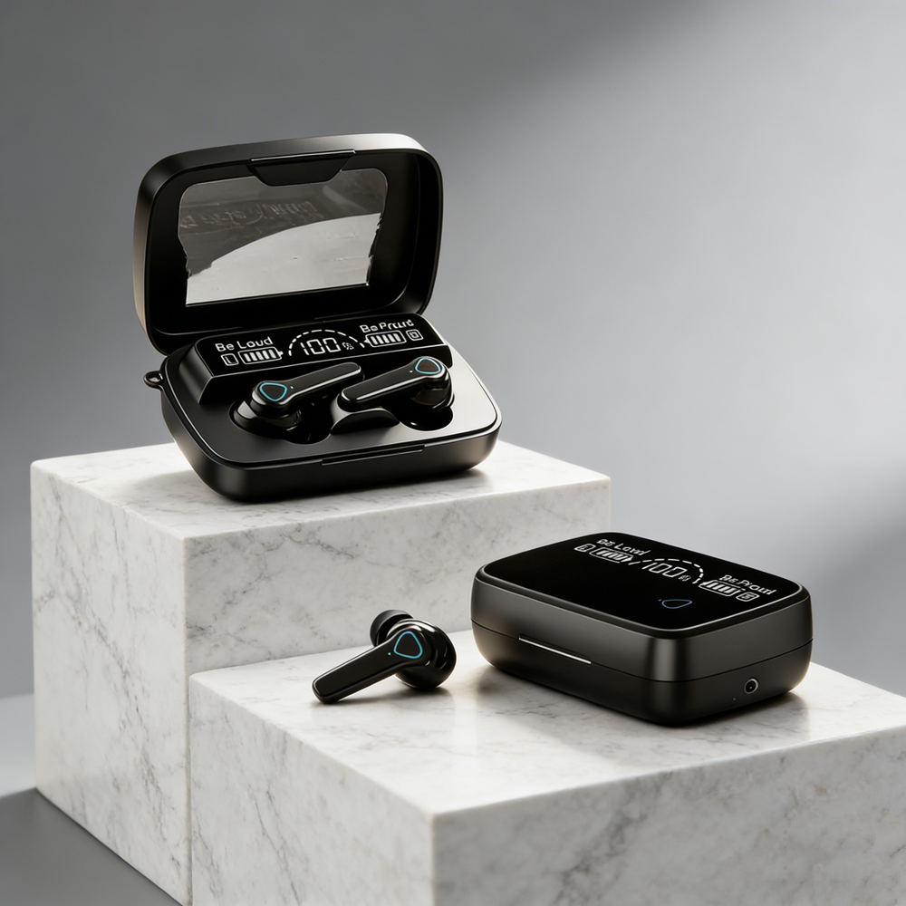 TWS Bluetooth Earbuds with Digital Display and Touch Control High Fidelity Wireless Headphones