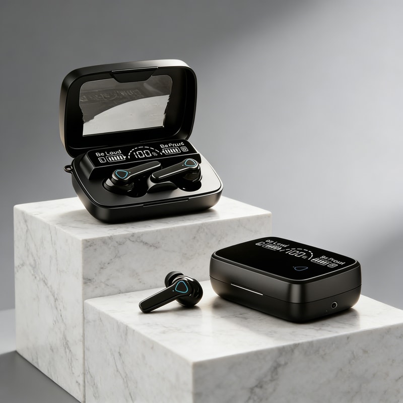 TWS Bluetooth Earbuds with Digital Display and Touch Control High Fidelity Wireless Headphones