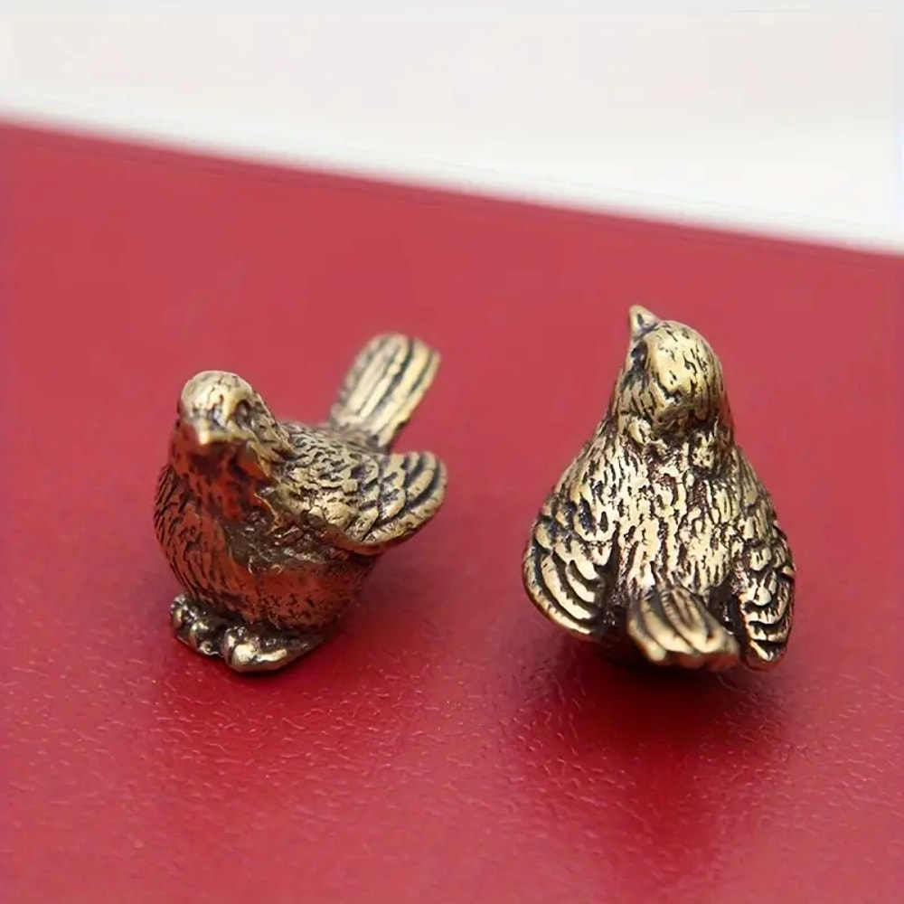 Elegant Brass Sparrow Tea Pet Figurine For Tea Rituals And Home Decor 0