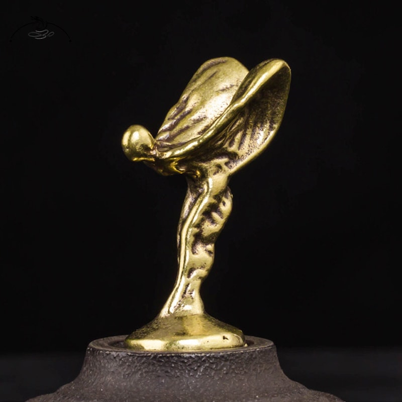Vintage Copper Figurine Mini Trophy Statue Desk Decor Sculpture 0