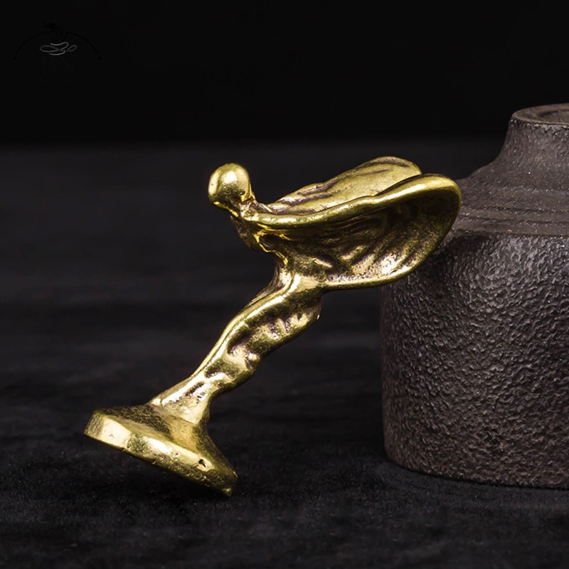 Vintage Copper Figurine Mini Trophy Statue Desk Decor Sculpture 1