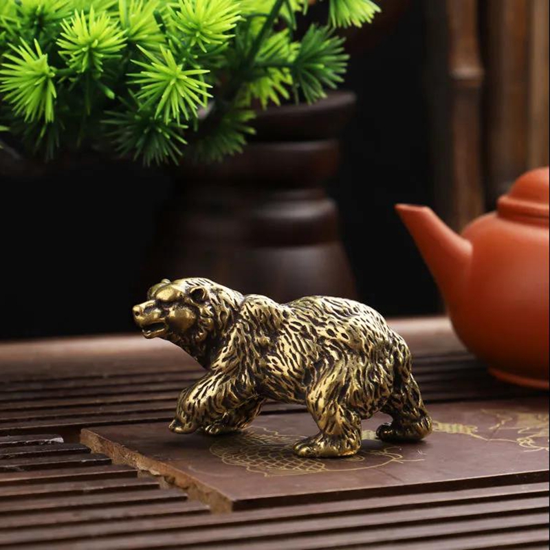 Vintage Brass Polar Bear Figurine Handmade Copper Animal Statue Home Decor 0