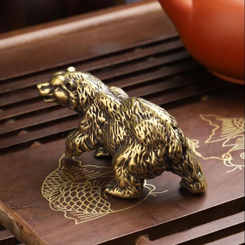 Vintage Brass Polar Bear Figurine Handmade Copper Animal Statue Home Decor 2