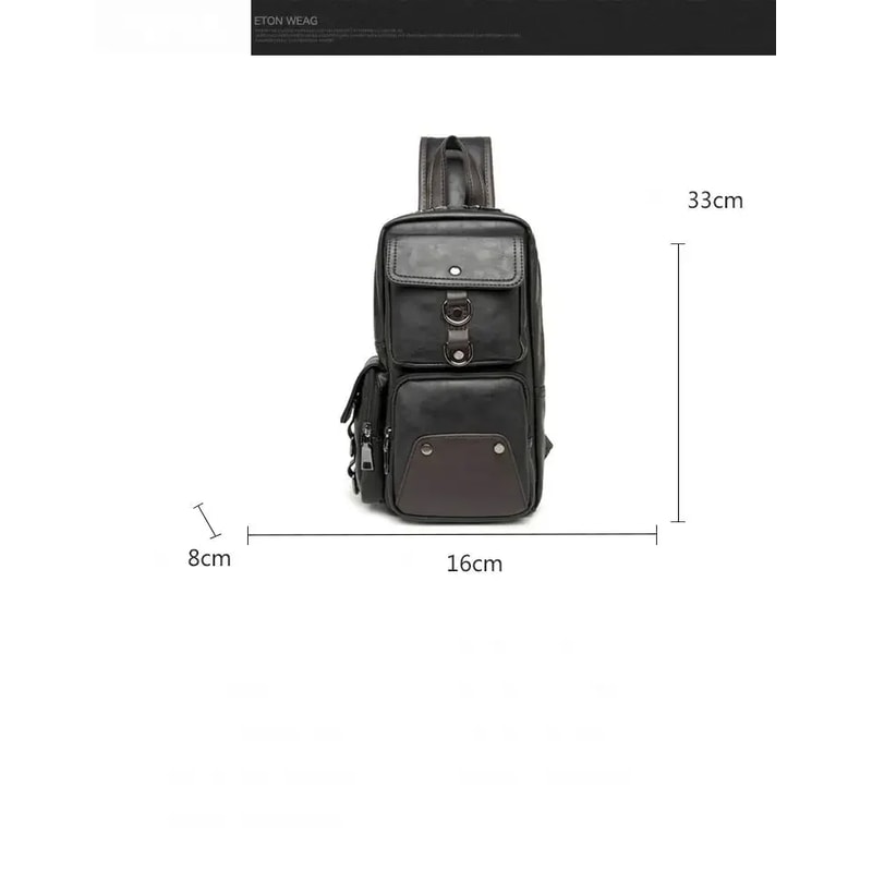 Vintage Waterproof mens crossbody bag PU Leather Chest Messenger for Everyday Carry