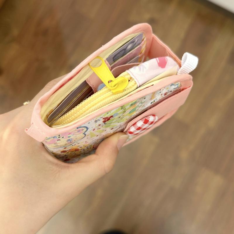 Cartoon Canvas Mini Wallet With Multi Layer Card Holder Slim Coin Purse 0