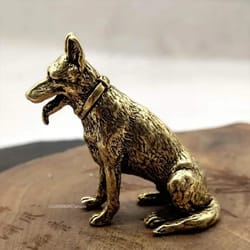 lucky feng shui dog statue brass guardian puppy fortune decor