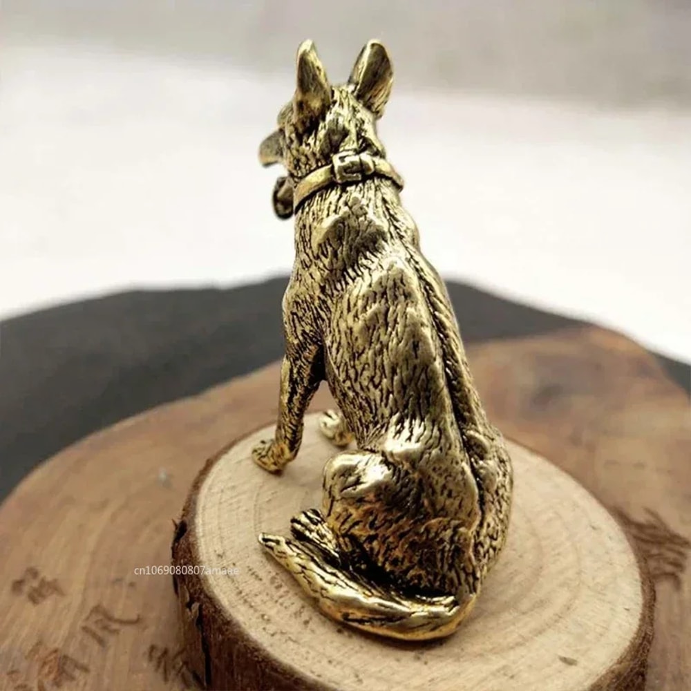 Lucky Feng Shui Dog Statue Brass Guardian Puppy Fortune Decor