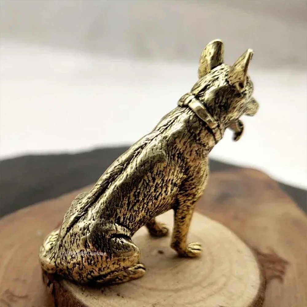 Lucky Feng Shui Dog Statue Brass Guardian Puppy Fortune Decor