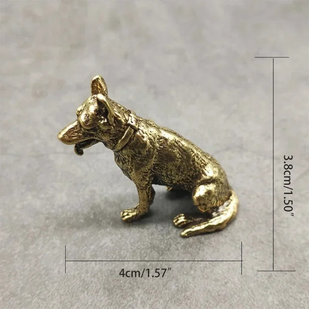 Lucky Feng Shui Dog Statue Brass Guardian Puppy Fortune Decor