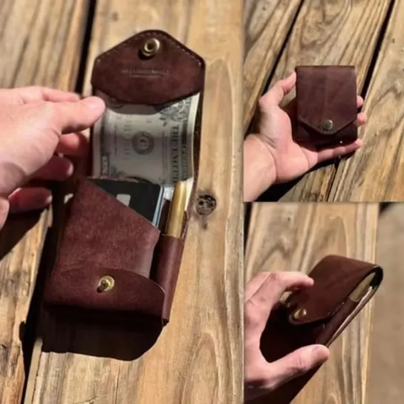 Slim Genuine Leather Wallet Compact Card Holder With Coin Pocket 0