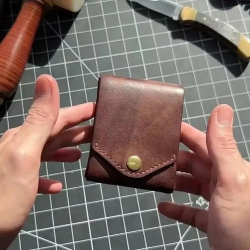 Slim Genuine Leather Wallet Compact Card Holder With Coin Pocket 3