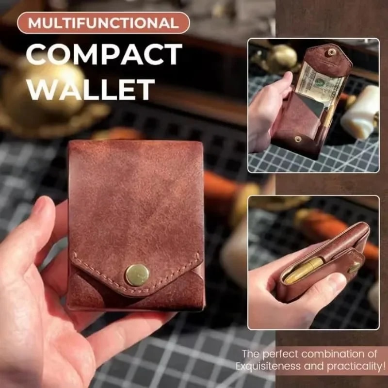 Slim Genuine Leather Wallet Compact Card Holder With Coin Pocket 4