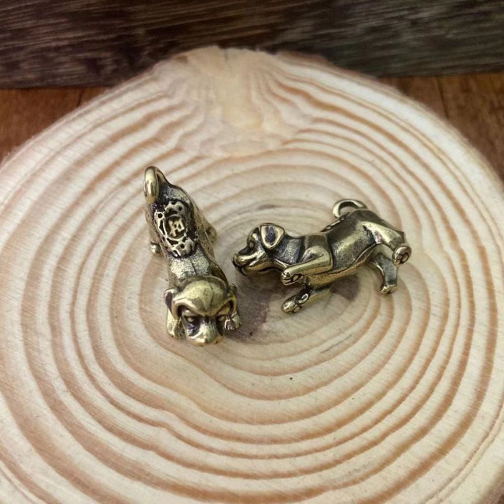 Solid Brass Lucky Puppy Figurine Mini Dog Statue For Desk Decor Feng Shui Ornament 2