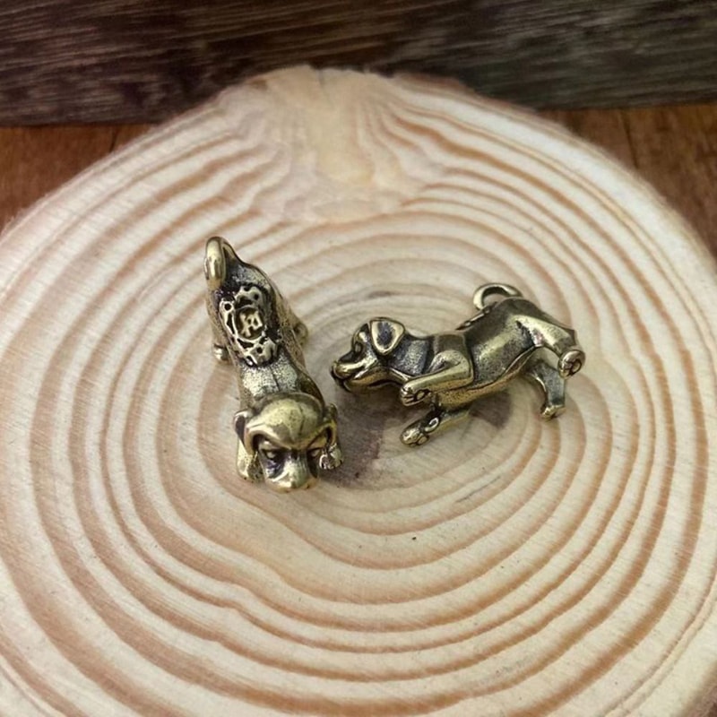 Solid Brass Lucky Puppy Figurine Mini Dog Statue For Desk Decor Feng Shui Ornament 2