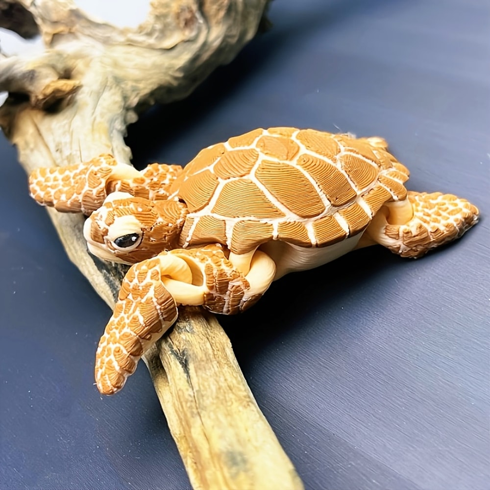 Articulated Turtle Figurine Flexible Desk Toy Aquarium Decor Gift 0