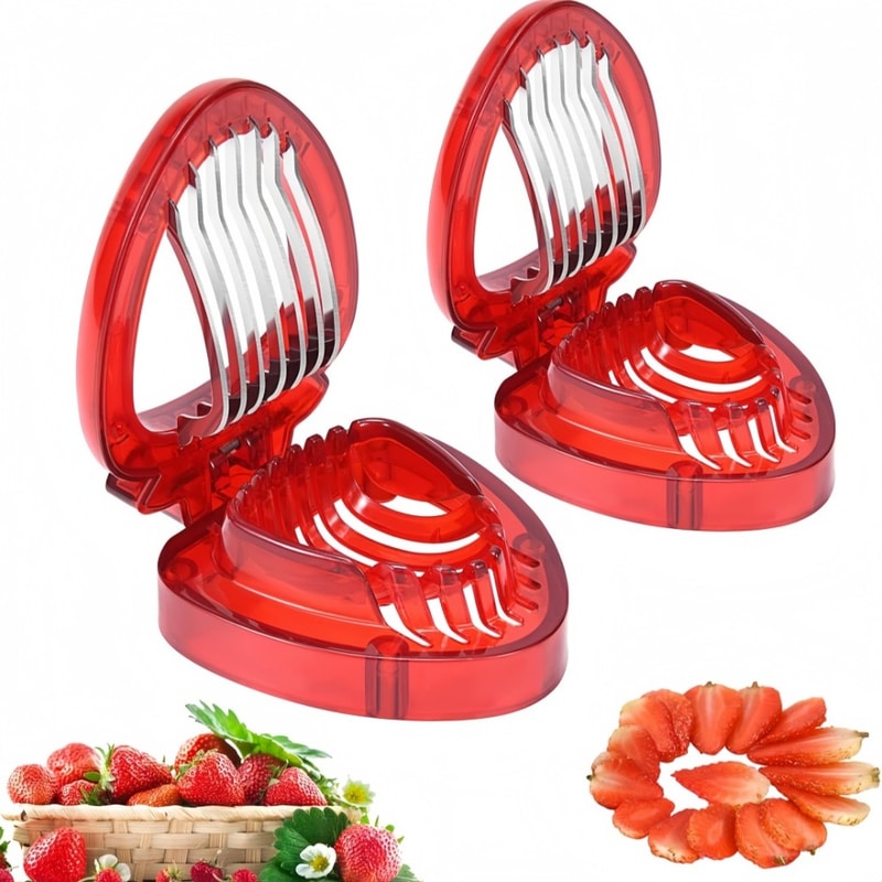 Stainless Steel Strawberry Slicer for Perfect Fruit Cuts & Dessert Decoration