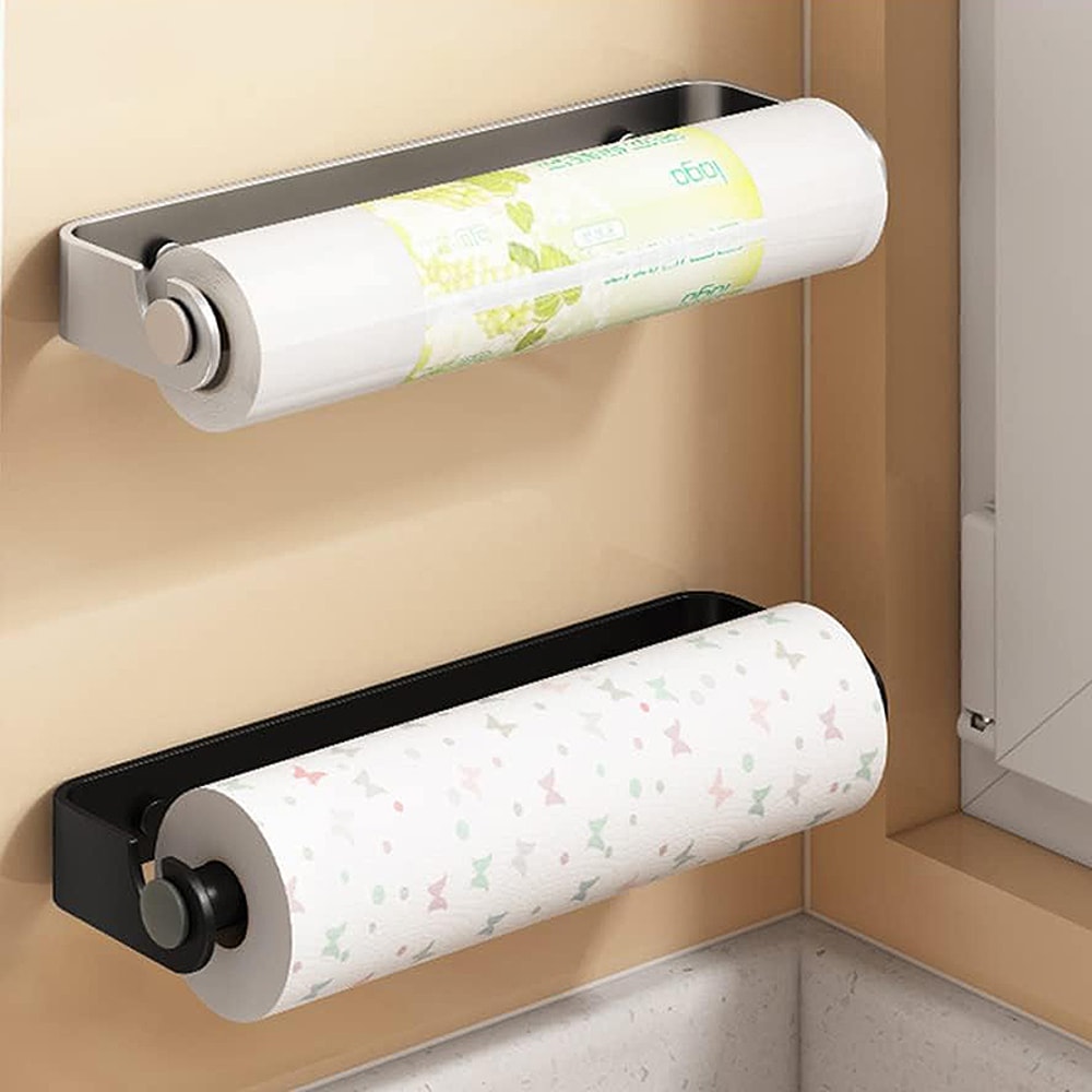 Stainless Steel Wall Mounted Paper Towel Holder Self Adhesive Kitchen Roll Organizer 0