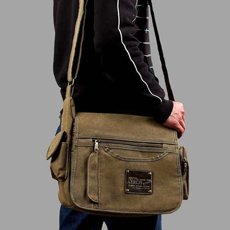 Vintage Canvas Crossbody Messenger Bag For Men Travel Shoulder Satchel 1